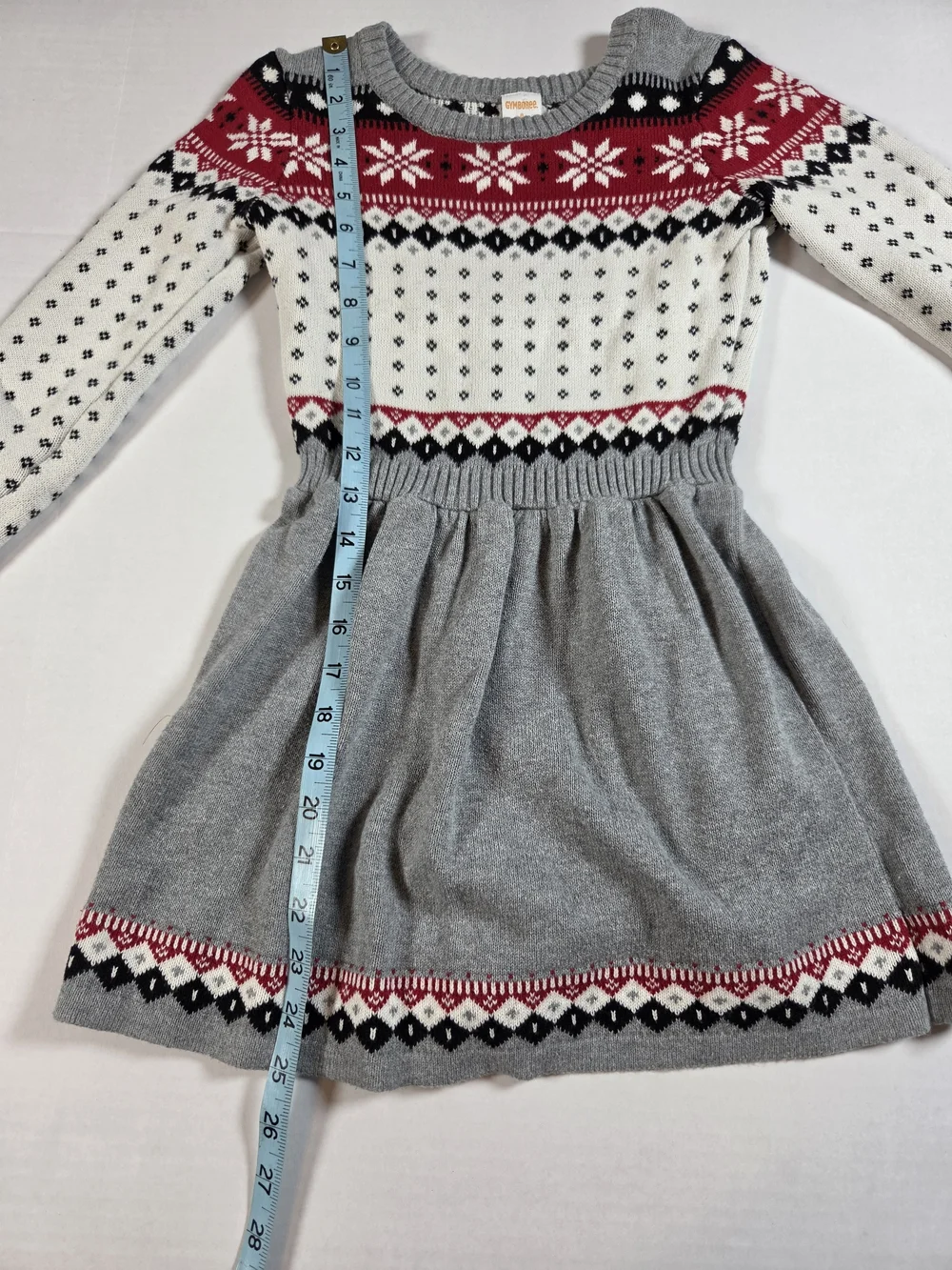 Gymboree Girls 8 Cozy Grey & Red Fair Isle Knit Holiday Sweater Dress